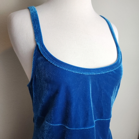 Vintage 90's Blue Crushed Velvet Open Back Dress - Picture 3 of 7